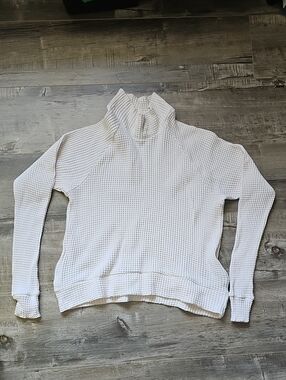 The North Face Off White Waffle-Knit Cowl Neck Sweater 100% Cotton New No Tags